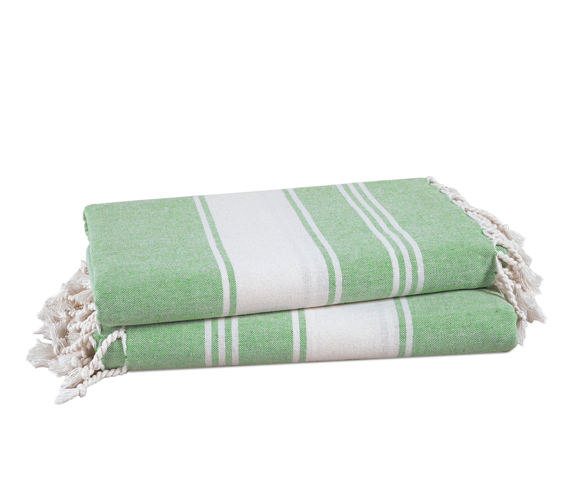 Set of 2 Chambray Turkish Beach Towels - Jade Green